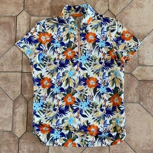 KYJ Golf Short Sleeve 1/4 Zip Mock Neck Top